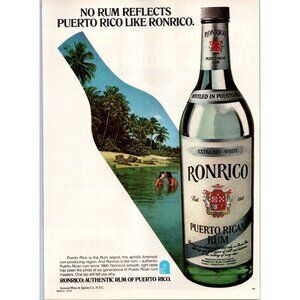 1979 Ron Rico Puerto Rican Rum Vintage Print Ad Couple Beach Lagoon 70s Wall Art